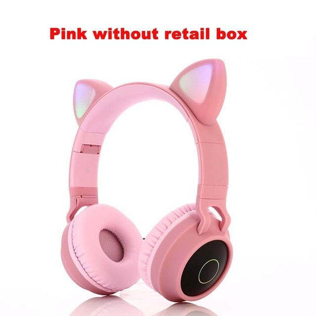 Stylish Cat Glowing Light Handsfree Wireless Headphones with mic