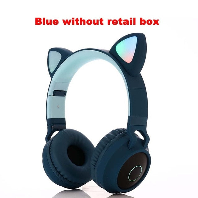 Stylish Cat Glowing Light Handsfree Wireless Headphones with mic