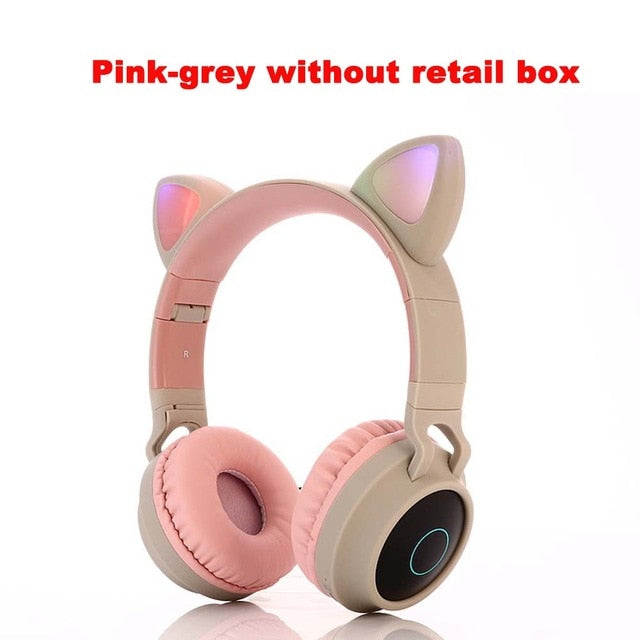 Stylish Cat Glowing Light Handsfree Wireless Headphones with mic