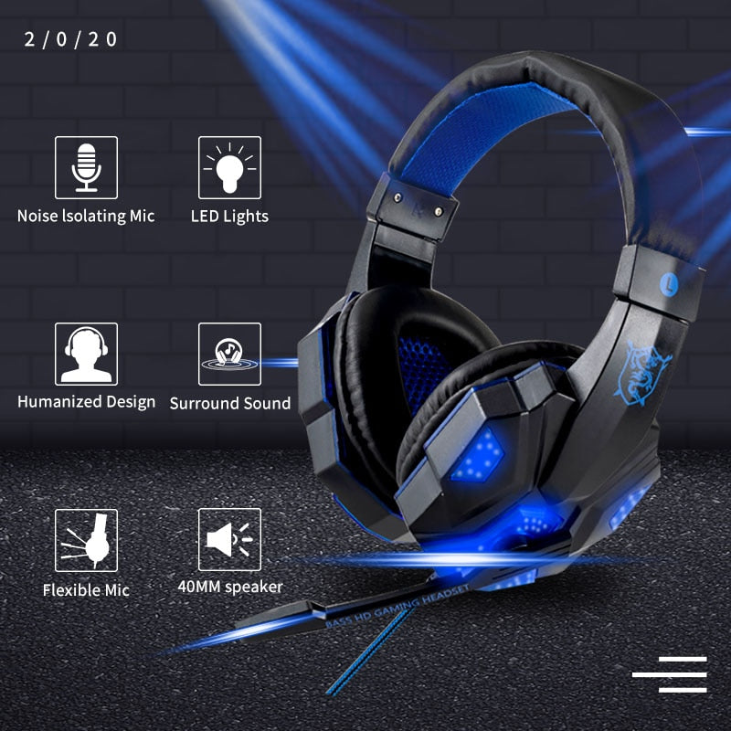 Professional Led Light Gamer Headset for Computer PS4 Gaming Headphones Bass Stereo PC Wired Headset With Mic