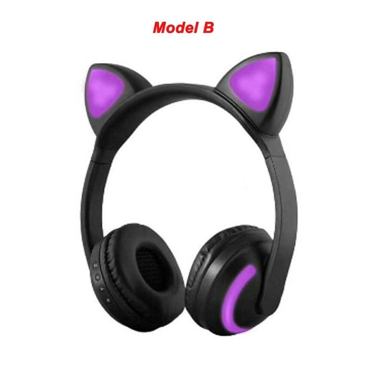 Stylish Cat Glowing Light Handsfree Wireless Headphones with mic Pepplo Styles